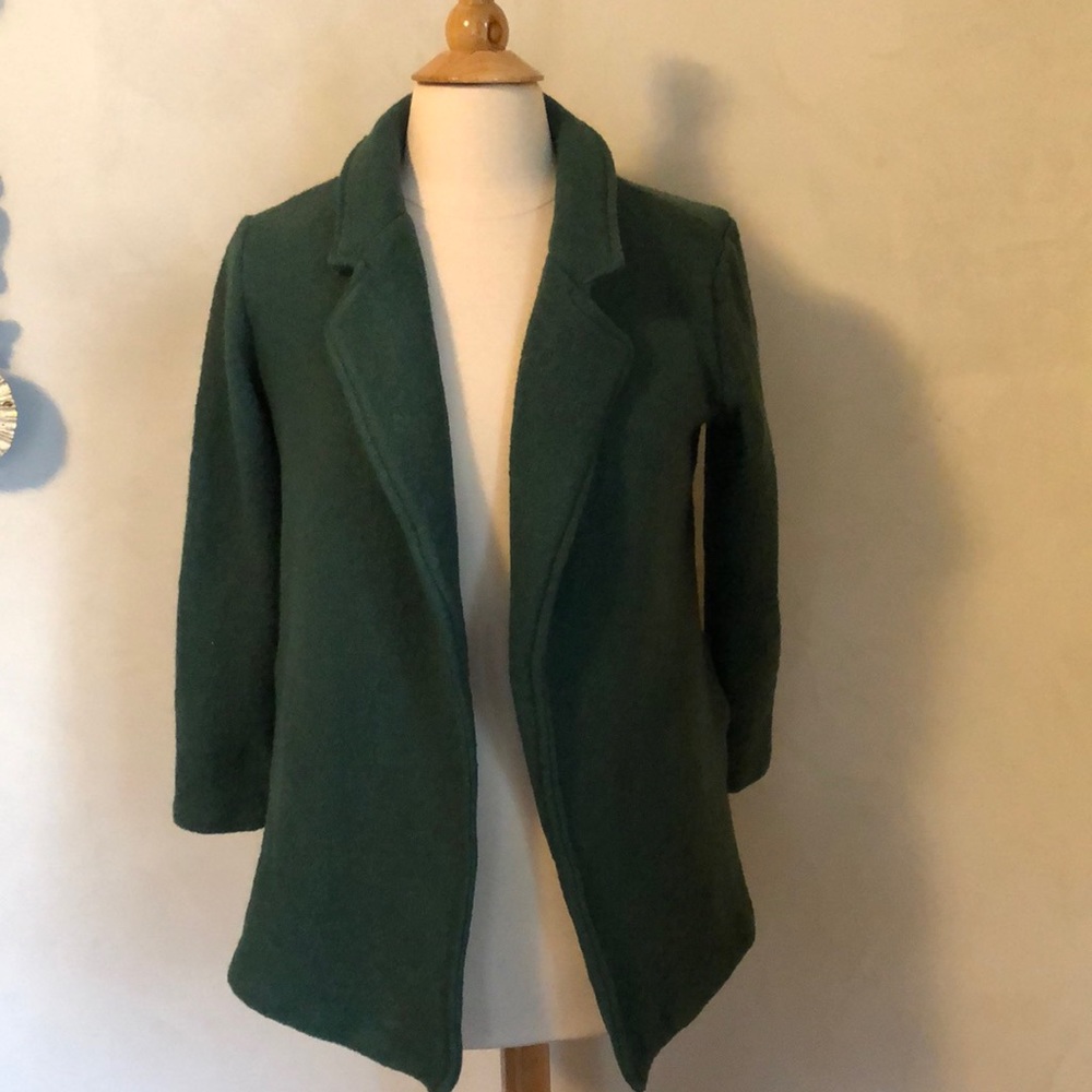 Rachel Zoe Green Wool blend open blazer w/side pockets Size Small